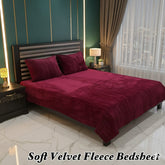 Soft Velvet Fleece Bedsheet-Maroon